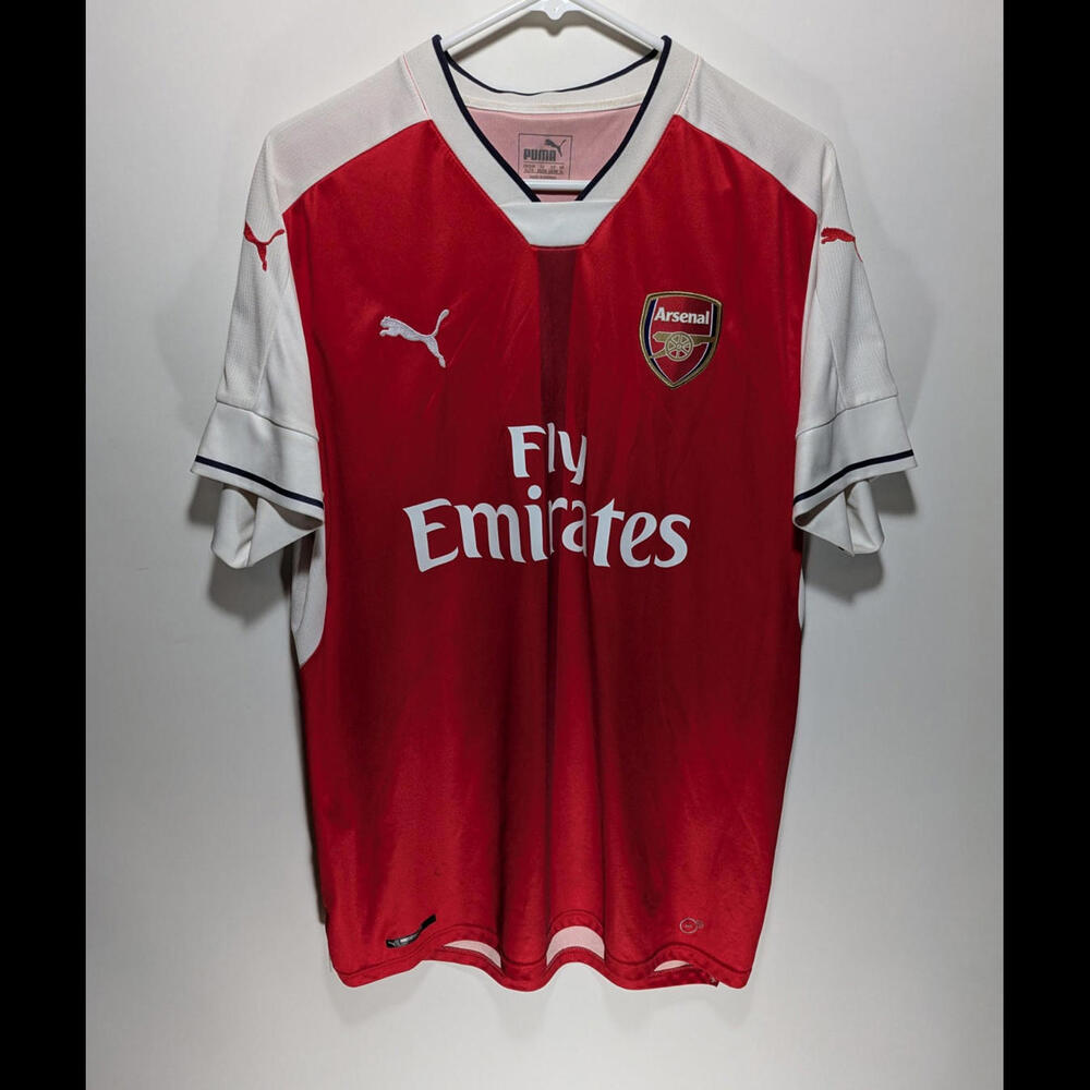 Mens Puma Fly Emirates Arsenal #10 Red White MLS Soccer Futball Jersey Size XL‎